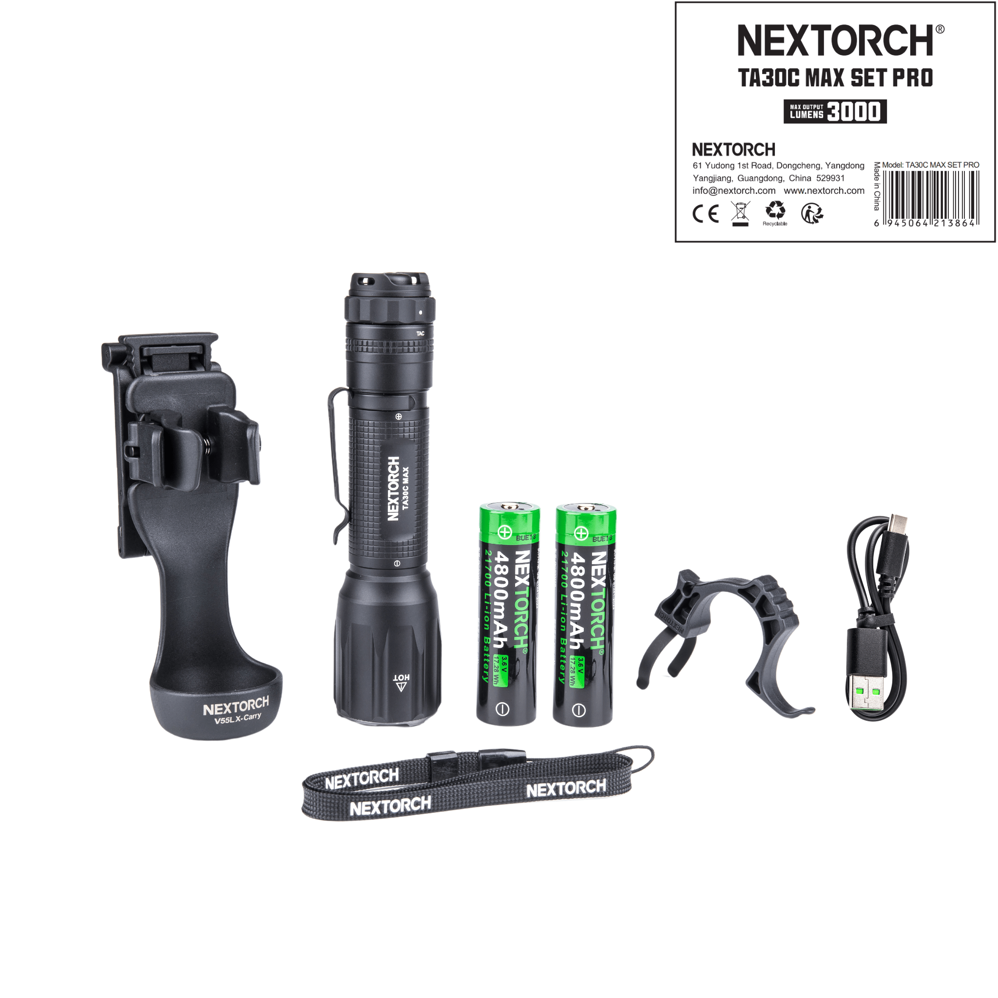 ライト・ランタン NEXTORCH TA30C MAX NEXTORCH TA30C MAX PRO Set – 3000 Lumen Tactical Flashlight