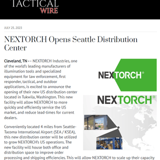 NEXTORCH Opens Seattle Distribution Center | Tactical Wire Feature - NEXTORCH