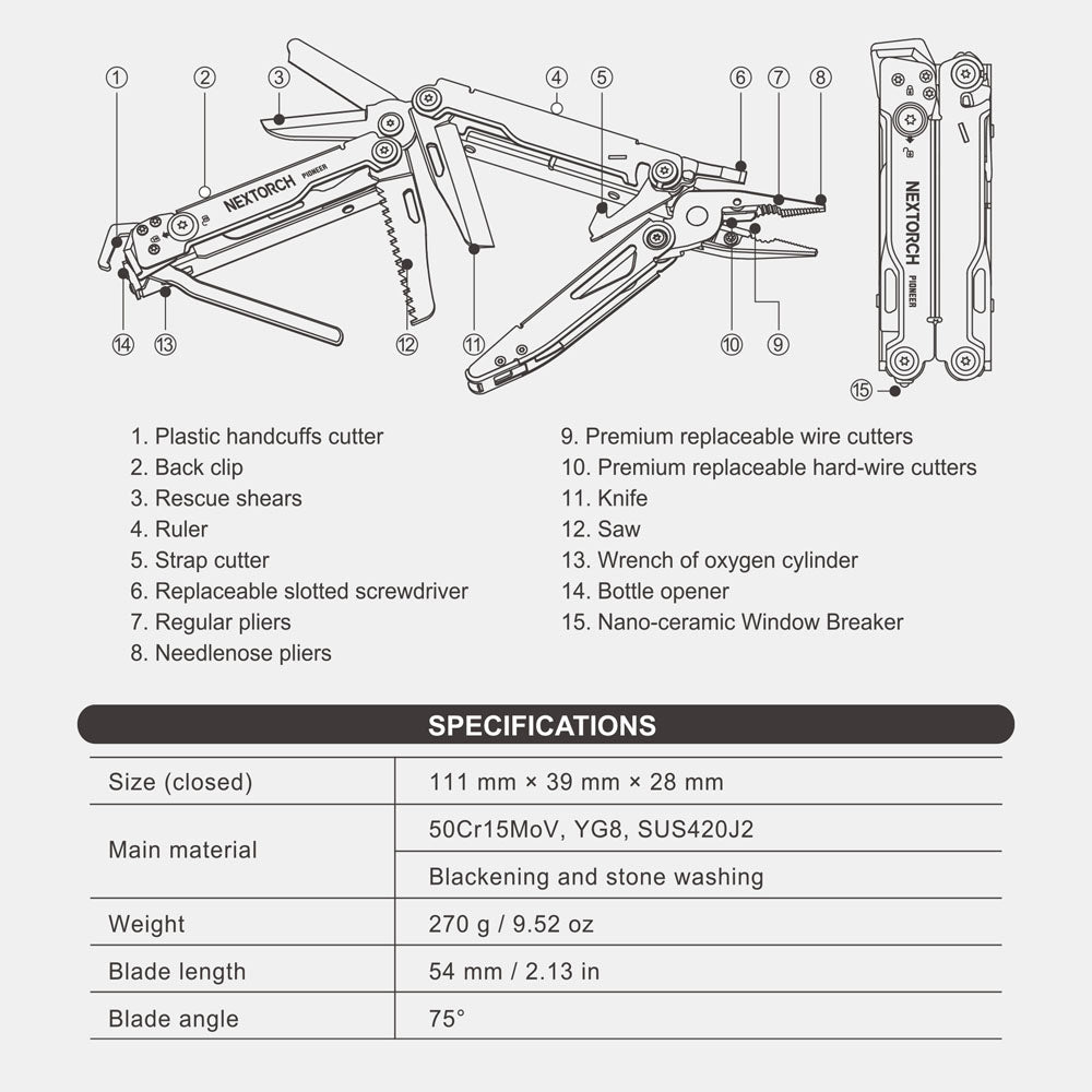 NEXTORCHNEXTORCH Pioneer MT20 Multi - Tool with Glass Breaking TipMULTI - TOOLS