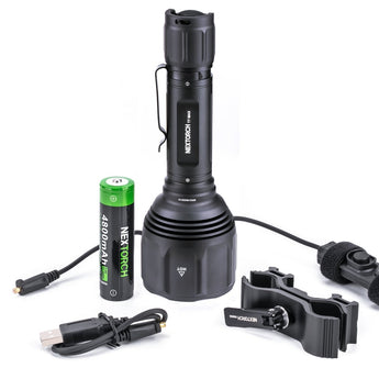 1100-1300 lumens max tactical flashlights usb rechargeable NEXTORCH 1100m Hunting Flashlight | Long-Range