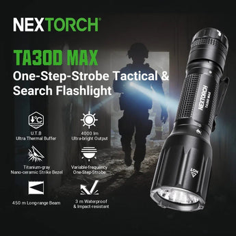 【未使用品】NEXTORCH ta30d max LED 懐中電灯 高輝度 NEXTORCH TA30D MAX One-Step-Strobe Tactical & Search Flashlight - 4000